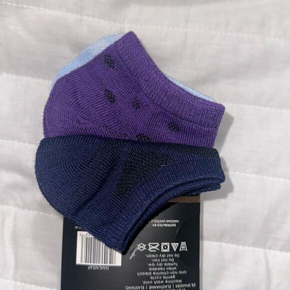 nicole miller Ladies 6 Pack No Show Ankle Socks Blue Navy Purple - Picture 7 of 9